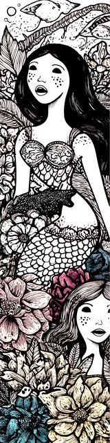 Free mermaid bookmark featuring a not happy mermaid on a white background